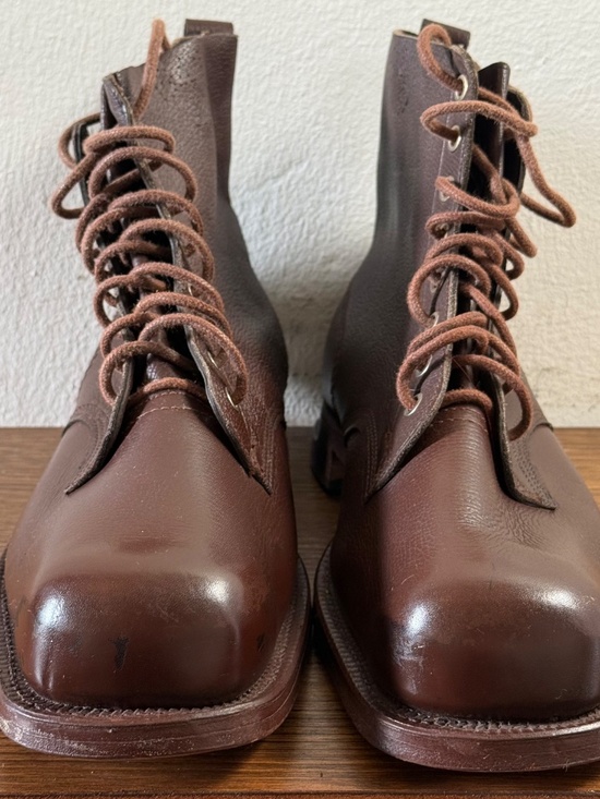 1941 Swedish Army Military Boots Edlings Brown Leather WWII Vintage Size 45 main image 6
